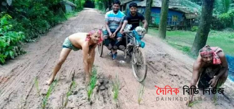 ডুমুরিয়ায় সড়কে ধান রোপণ